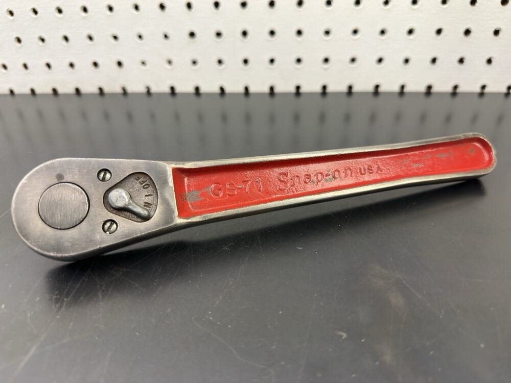 Used Vintage Snap On Tools 1/2” Drive Ratchet GS-71 Made In USA Red Handle